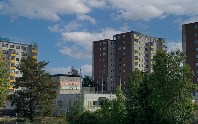 Höghus på Värdshusvägen i Fittja