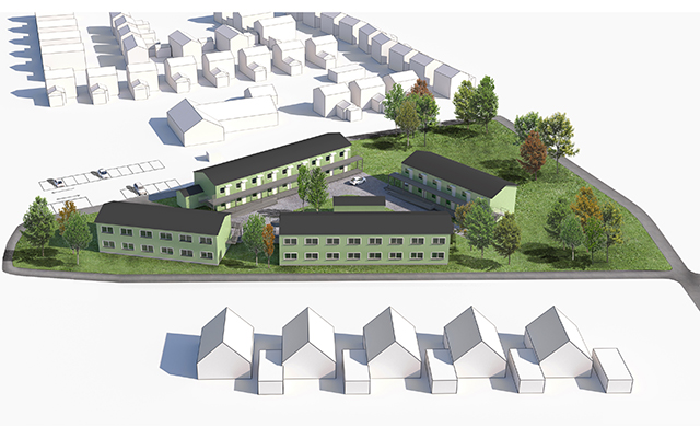 En skiss över ett bostadsområde