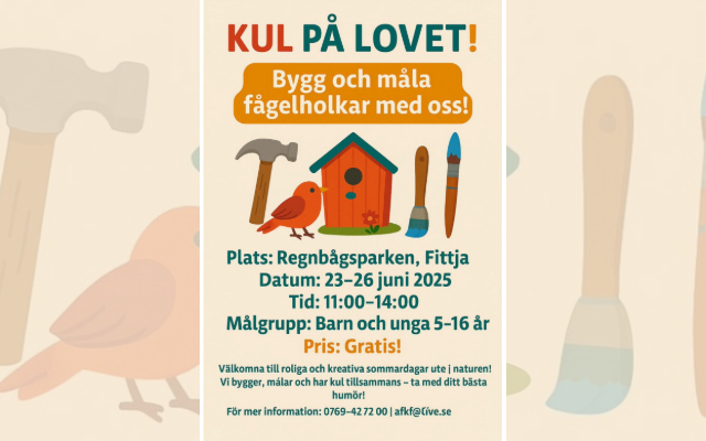 affisch om att bygga fågelholkar på sommarlovet