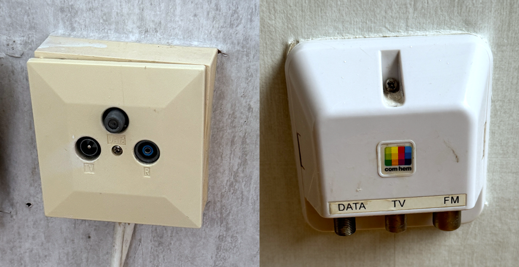 Bilder på två olika typer av kabel-tv-uttag