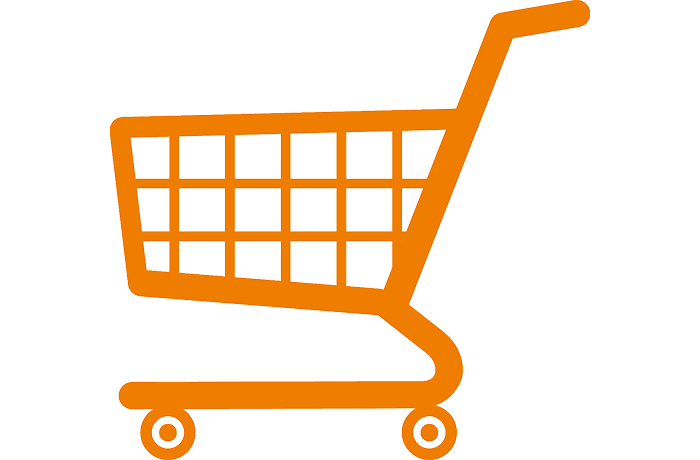 illustration av kundvagn orange på vit botten