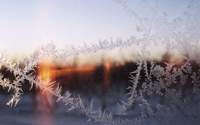 Frost på en fönsterruta